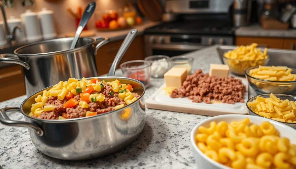 Kitchen Equipment for Macaroni Cheeseburger Soup